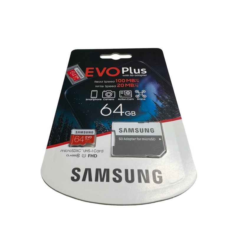 MICRO SD XC 64GB EVO plus SAMSUNG CLASSE 10 CON ADATTATORE NUOVA IN CONFEZIONE