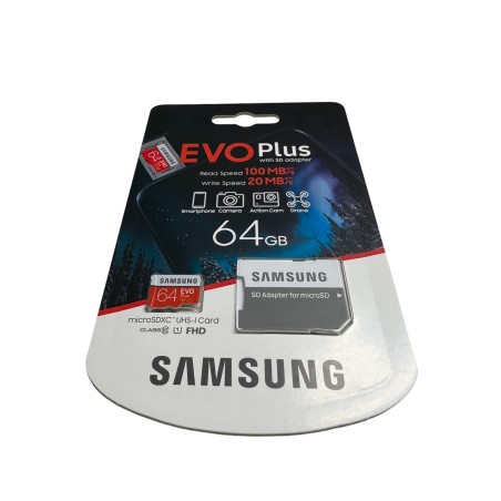 MICRO SD XC 64GB EVO plus SAMSUNG CLASSE 10 CON ADATTATORE NUOVA IN CONFEZIONE