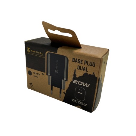 CARICATORE USB C 20W TACTICAL CARICABATTERIE RAPIDO  2 PRESE USB NERO