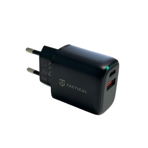 CARICATORE USB C 20W TACTICAL CARICABATTERIE RAPIDO  2 PRESE USB NERO