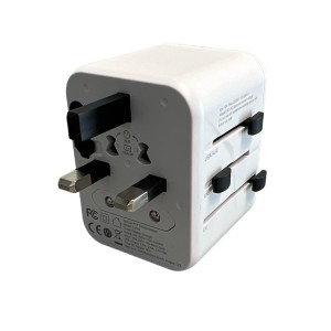ADATTATORE UNIVERSALE DA VIAGGIO CON 2 USB / C PRESA ELETTRICA BIANCO