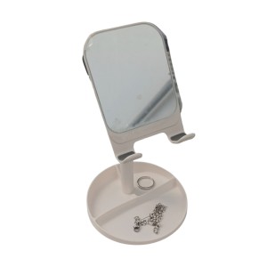 SUPPORTO CELLULARE DA SCRICAVIA BIANCO REGOLABILE DA TAVOLO CON PORTA OGGETTI