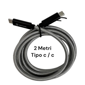 CAVO CAVETTO USB-C A USB-C TACTICAL 2 METRI RICARICA E SINCRONIZZA  PER SMARTPHONE UNIVERSALE GRIGIO INTRECCIATO