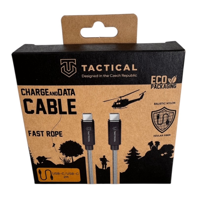 CAVO CAVETTO USB-C A USB-C TACTICAL 2 METRI RICARICA E SINCRONIZZA  PER SMARTPHONE UNIVERSALE GRIGIO INTRECCIATO