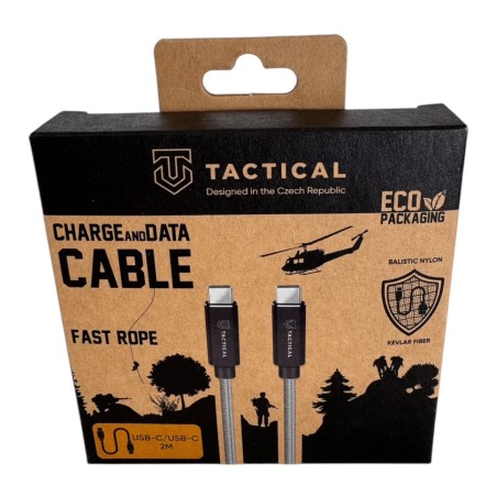CAVO CAVETTO USB-C A USB-C TACTICAL 2 METRI RICARICA E SINCRONIZZA  PER SMARTPHONE UNIVERSALE GRIGIO INTRECCIATO