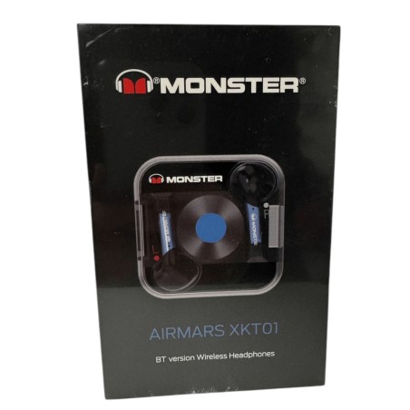 MONSTER AURICOLARE BLUETOOTH 5.2 CUFFIA WIRELESS STEREO XKT01 NERO CON MICROFONO