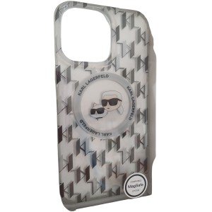 KARL LAGERFELD COVER CUSTODIA TRASPARENTE PER IPHONE 14 PRO MAX CON CORDINO BIANCO