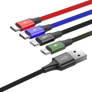 Baseus Cavo USB veloce 4in1 2xUSB-C / Lightning / Micro 3,5A 1,2 m - Nero