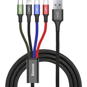 Baseus Cavo USB veloce 4in1 2xUSB-C / Lightning / Micro 3,5A 1,2 m - Nero