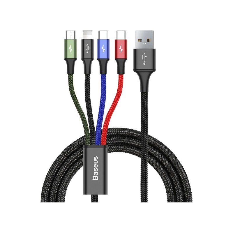 Baseus Cavo USB veloce 4in1 2xUSB-C / Lightning / Micro 3,5A 1,2 m - Nero
