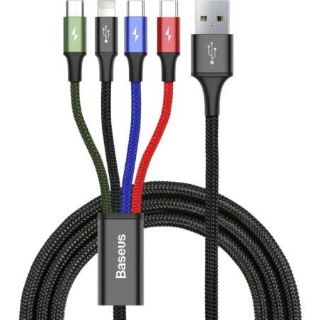 Baseus Cavo USB veloce 4in1 2xUSB-C / Lightning / Micro 3,5A 1,2 m - Nero
