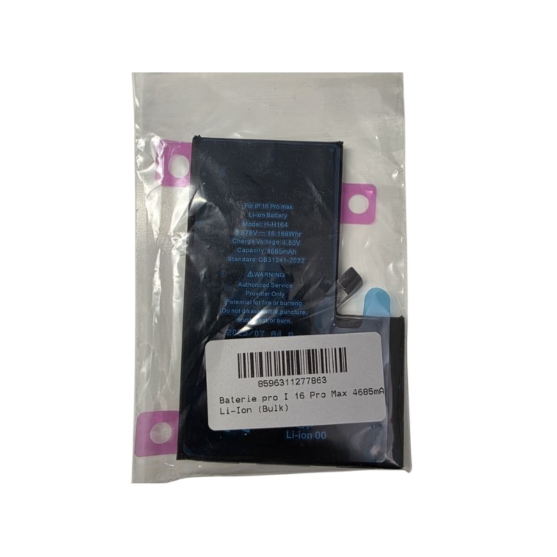 BATTERIA PER APPLE IPHONE 16 Pro Max OEM NUOVA DI RICAMBIO 4685MAH CON BIADESIVO