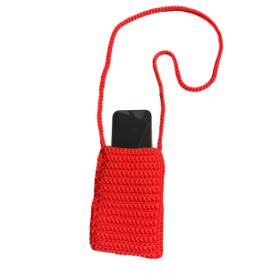 PORTA CELLULARE UNIVERSALE REALIZZATO A MANO IN CORDINO ROSSO