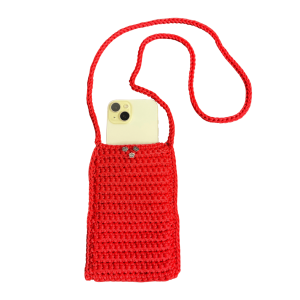 PORTA CELLULARE UNIVERSALE REALIZZATO A MANO IN CORDINO ROSSO