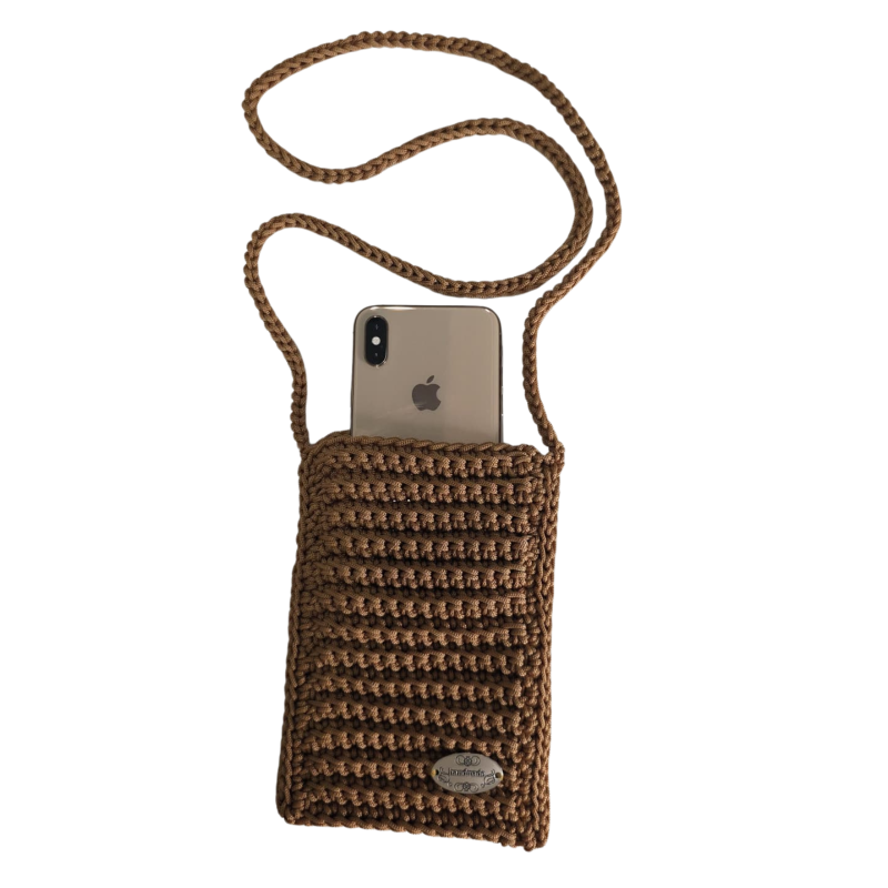 PORTA CELLULARE UNIVERSALE REALIZZATO A MANO IN CORDINO ROSSO