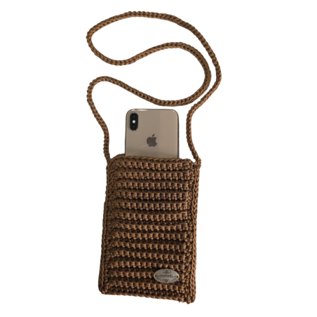 PORTA CELLULARE UNIVERSALE REALIZZATO A MANO IN CORDINO ROSSO