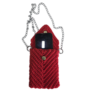 PORTA CELLULARE UNIVERSALE REALIZZATO A MANO IN CORDINO ROSSO