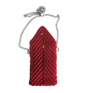 PORTA CELLULARE UNIVERSALE REALIZZATO A MANO IN CORDINO ROSSO